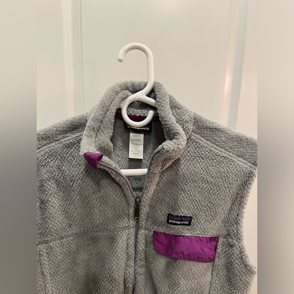 Women's Large Patagonia Re-Tool Fleece Gray Purple Full Zip Polartec Vest - Picture 3 of 4